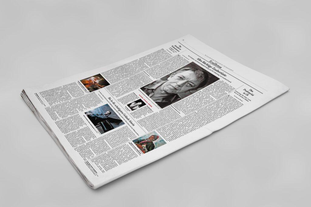 Mockup einer Zeitung mit der normales Hausschrift Utopia