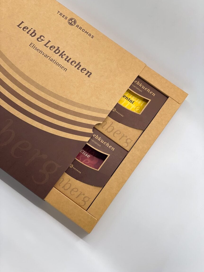 Exklusive Nürnberger Elisenlebkuchen von Tres Aromas – Verpackungsdesign mit Schuber