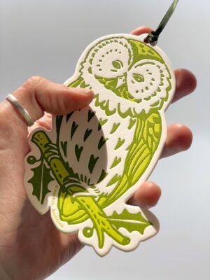 Zweifarbiger Letterpress Druck Geschenkanhänger Uhu, Detailansicht