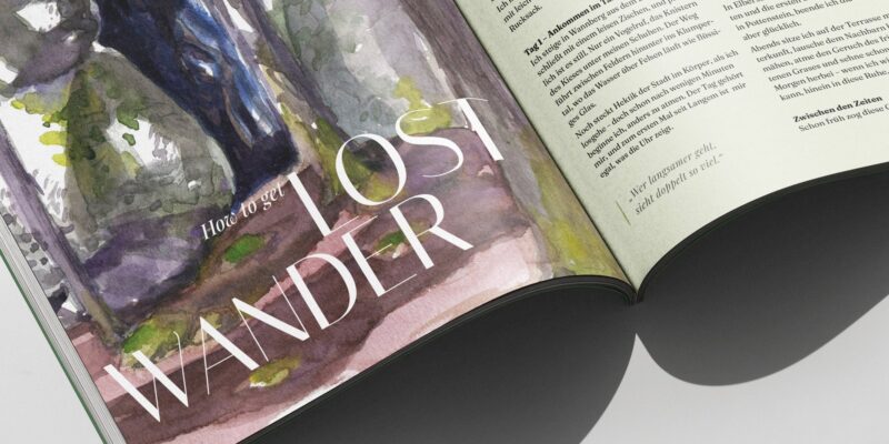 Magazin Editorial Design Doppelseite Typografie und Illustration Wanderlost, Detailansicht